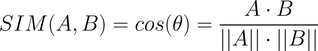 Cosine similarity formula